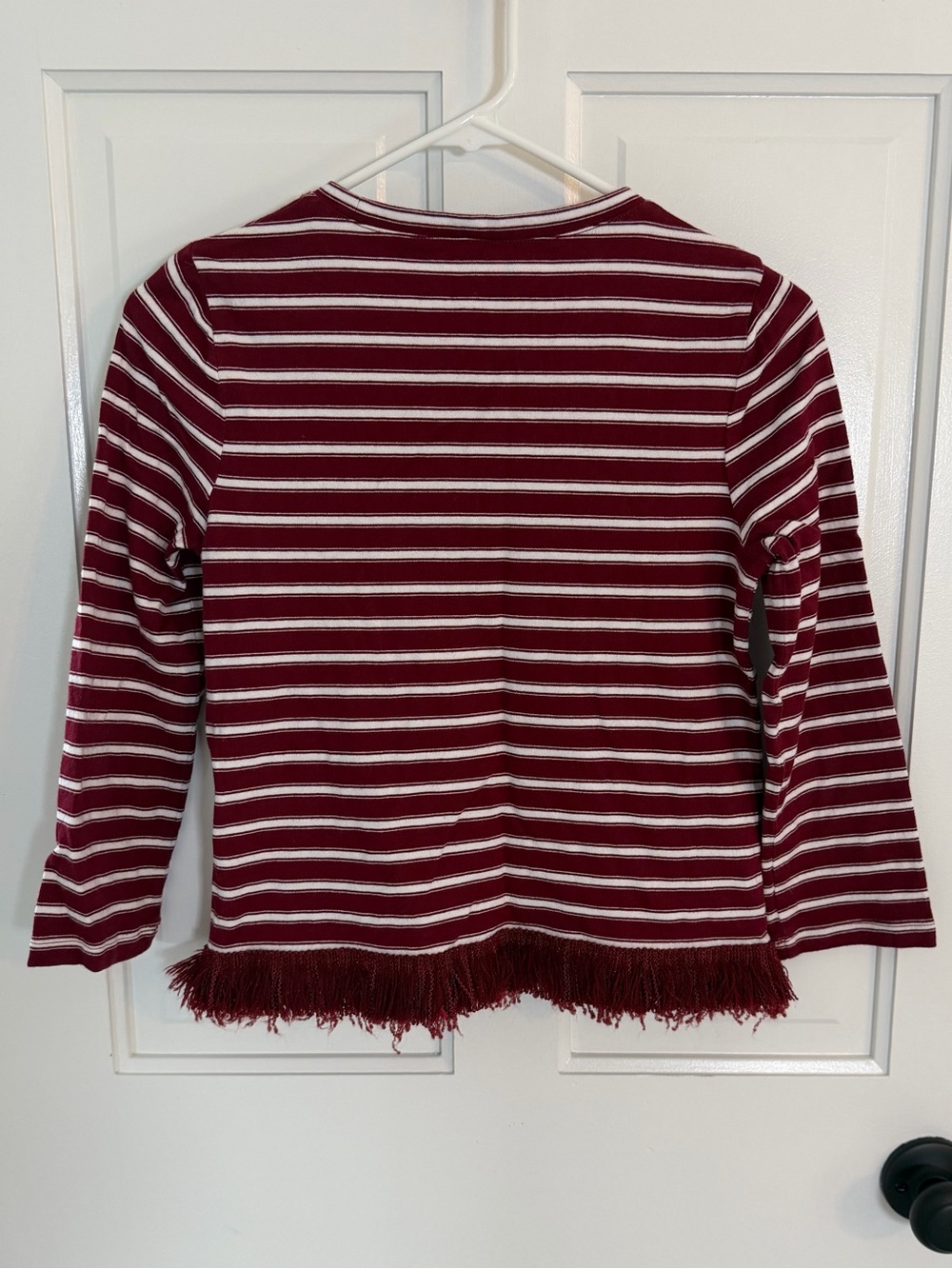 kate spade Burgundy & White Striped Long-Sleeve Top with Fringe - Picture 7 of 7